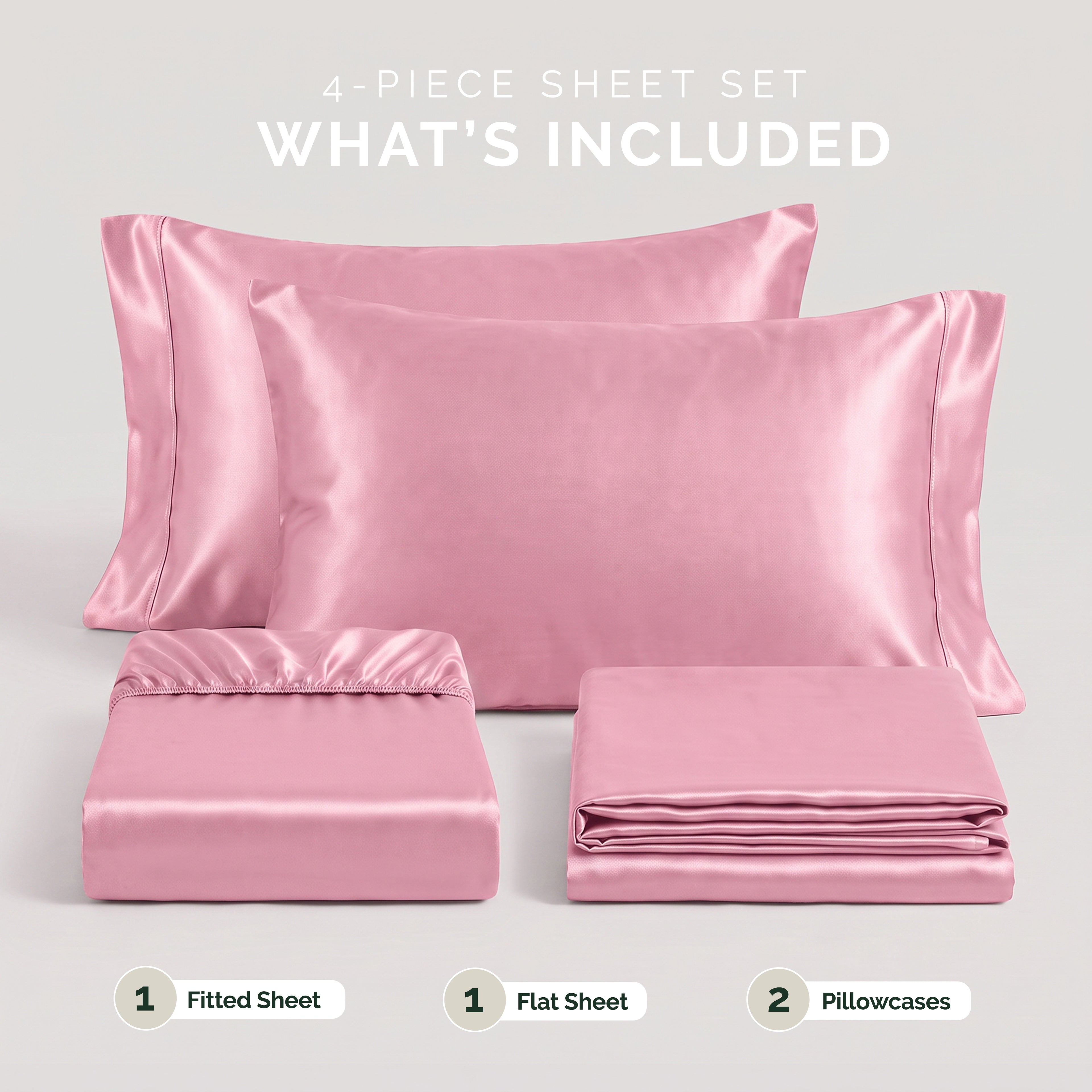 Fine 4-Piece Silky Satin Sheet Set, Bright Shades