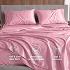 Fine 4-Piece Silky Satin Sheet Set, Bright Shades