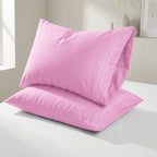 Set of 2 Pillowcases- 3 Line Embroidery