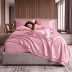 Fine 4-Piece Silky Satin Sheet Set, Bright Shades