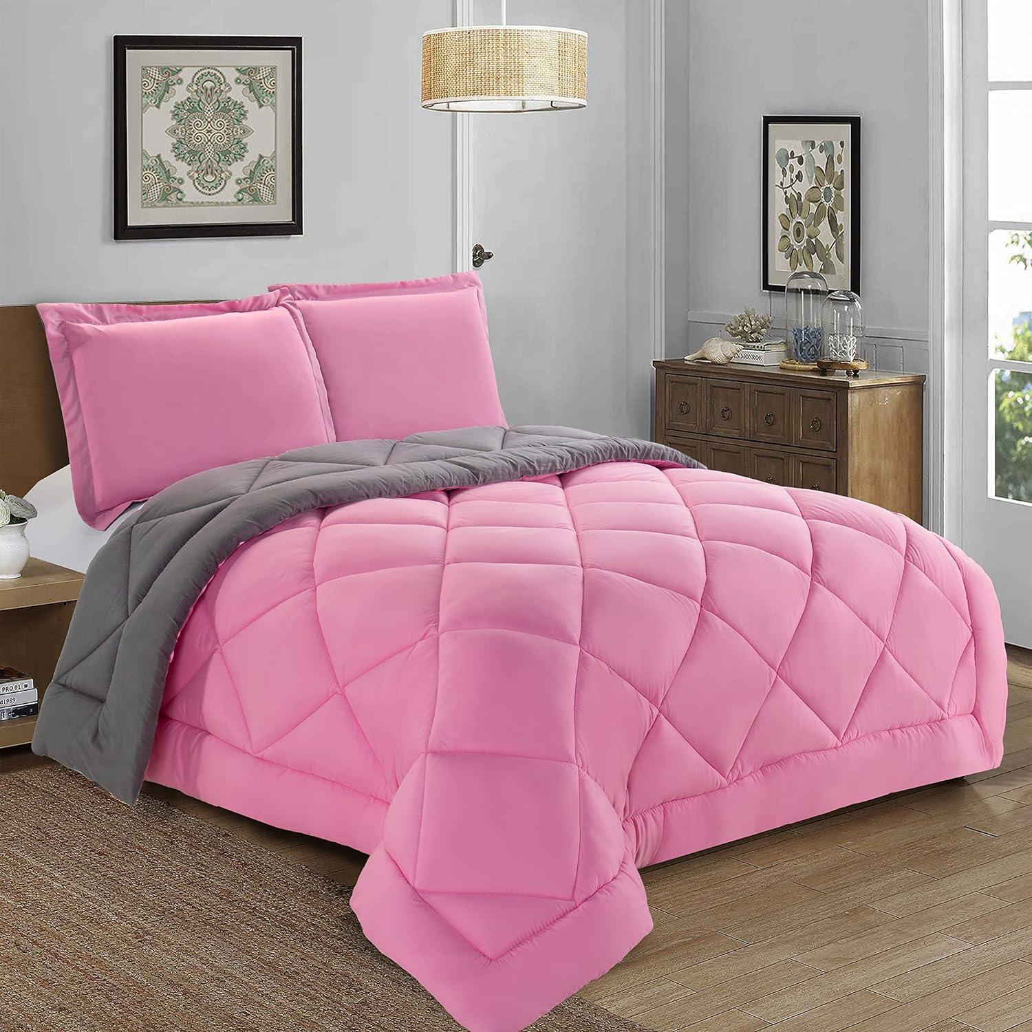 3-Piece Reversible Diamond Stitched Comforter & Shams