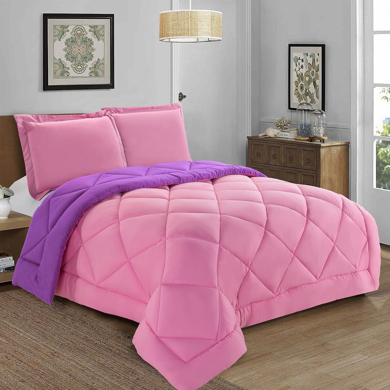 3-Piece Reversible Diamond Stitched Comforter & Shams