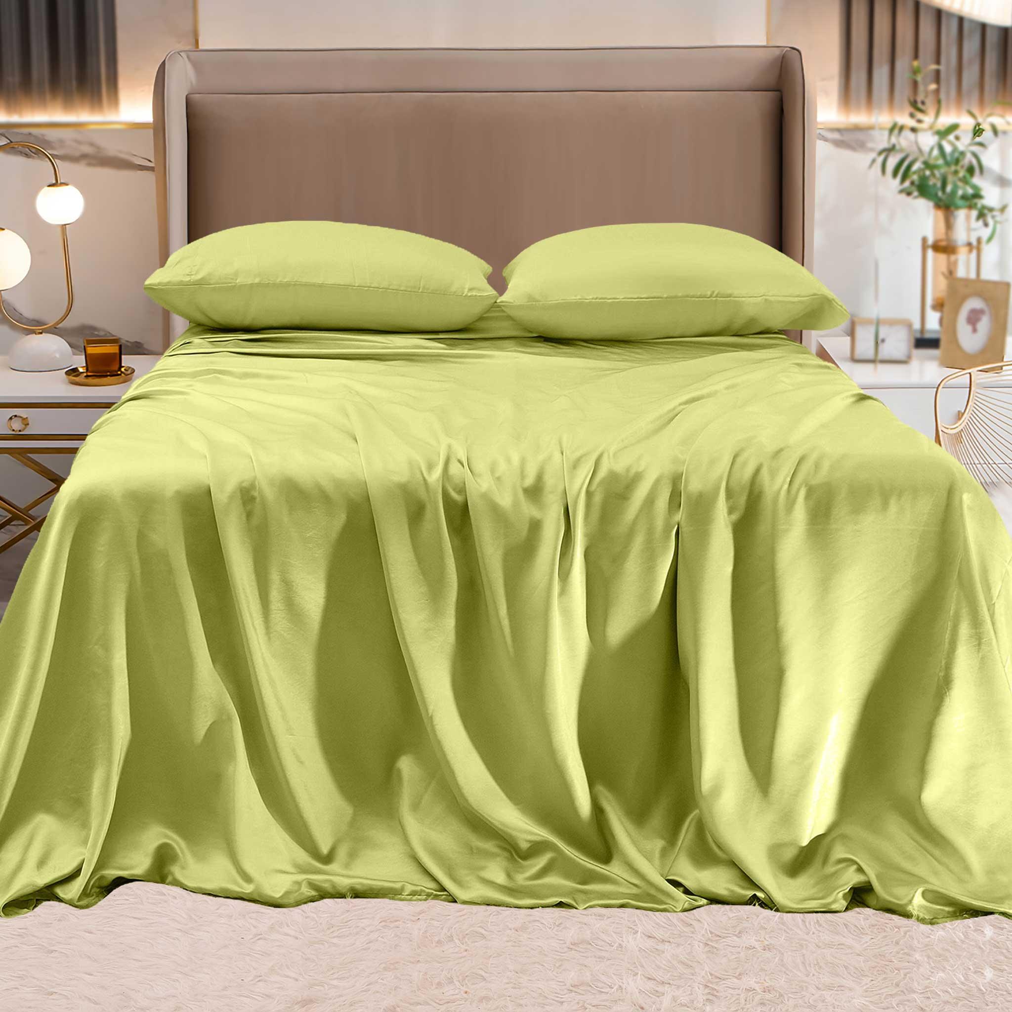 Fine 4-Piece Silky Satin Sheet Set, Bright Shades