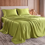 Fine 4-Piece Silky Satin Sheet Set, Bright Shades