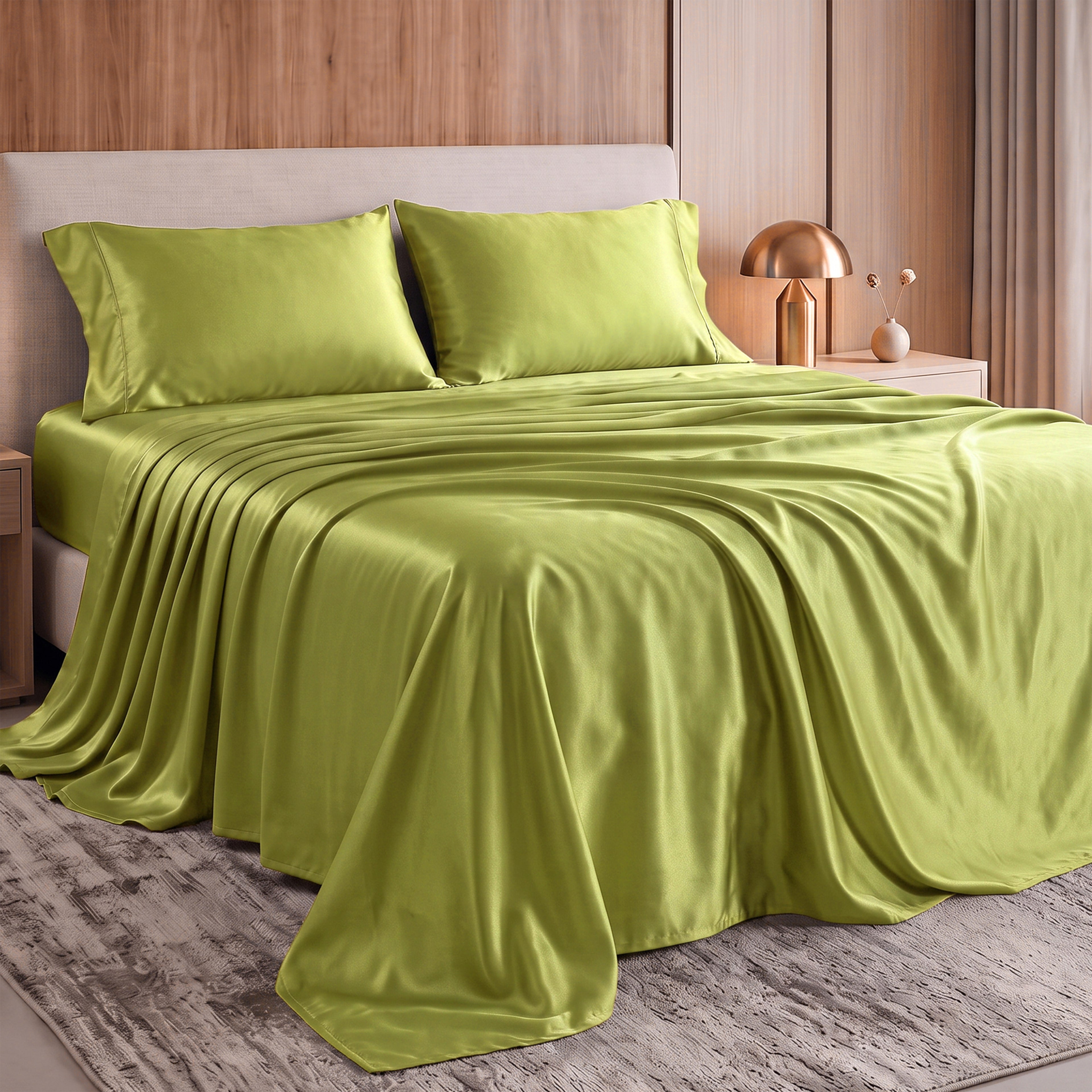 Fine 4-Piece Silky Satin Sheet Set, Bright Shades