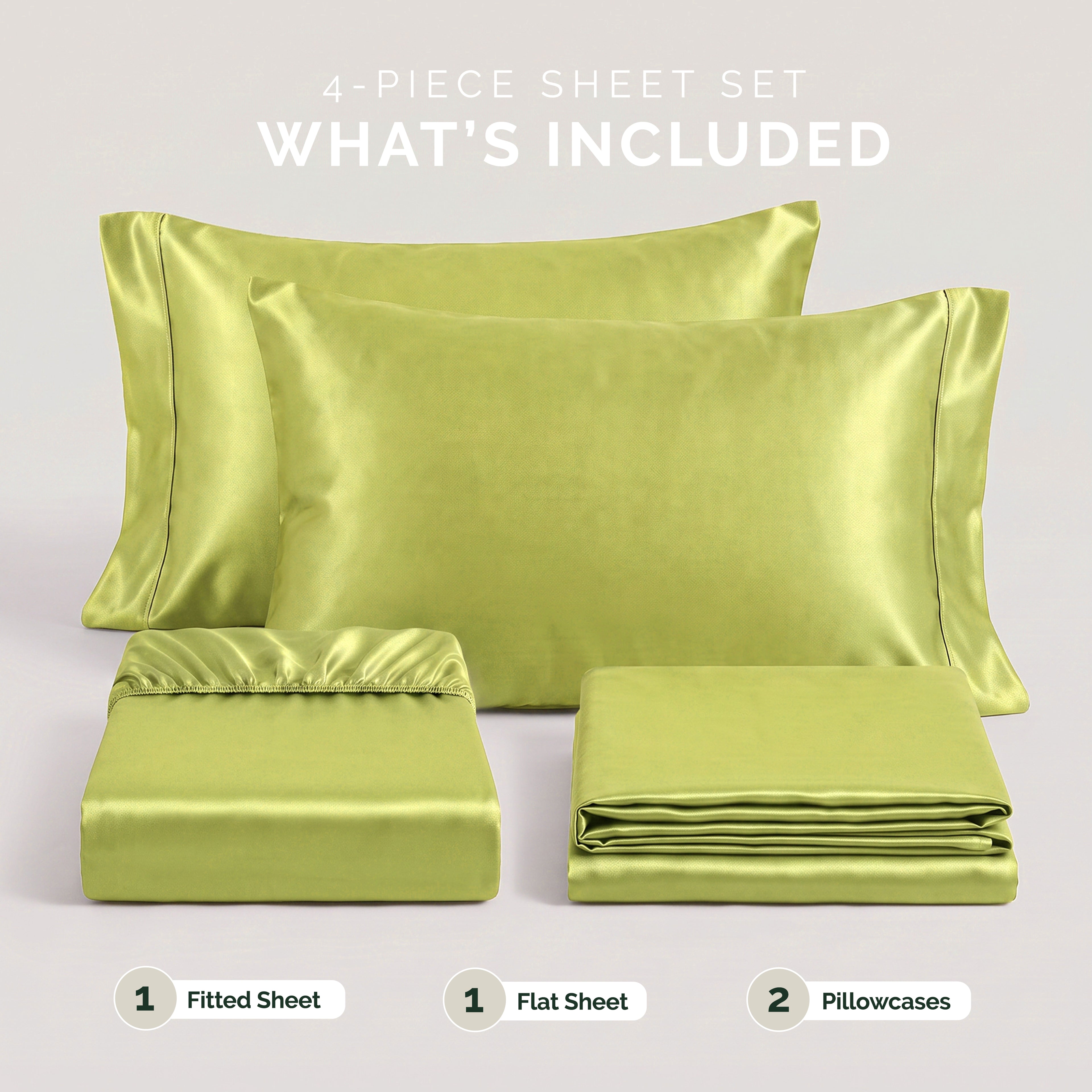 Fine 4-Piece Silky Satin Sheet Set, Bright Shades