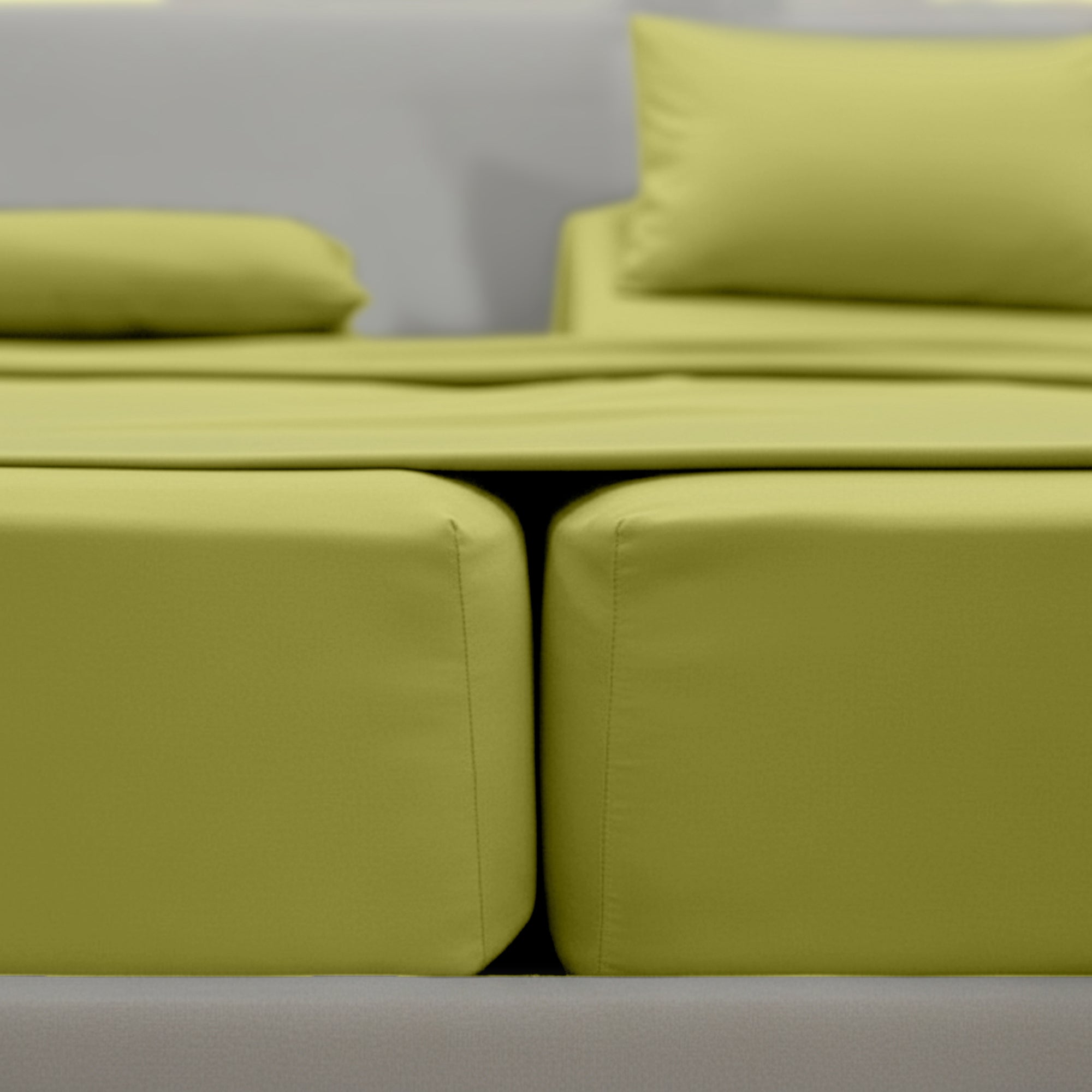 Essential Solid 3 Line Embroidery - Soft as a Hotel Premium Quality, 4-Piece Sheet Set, Bright Shades