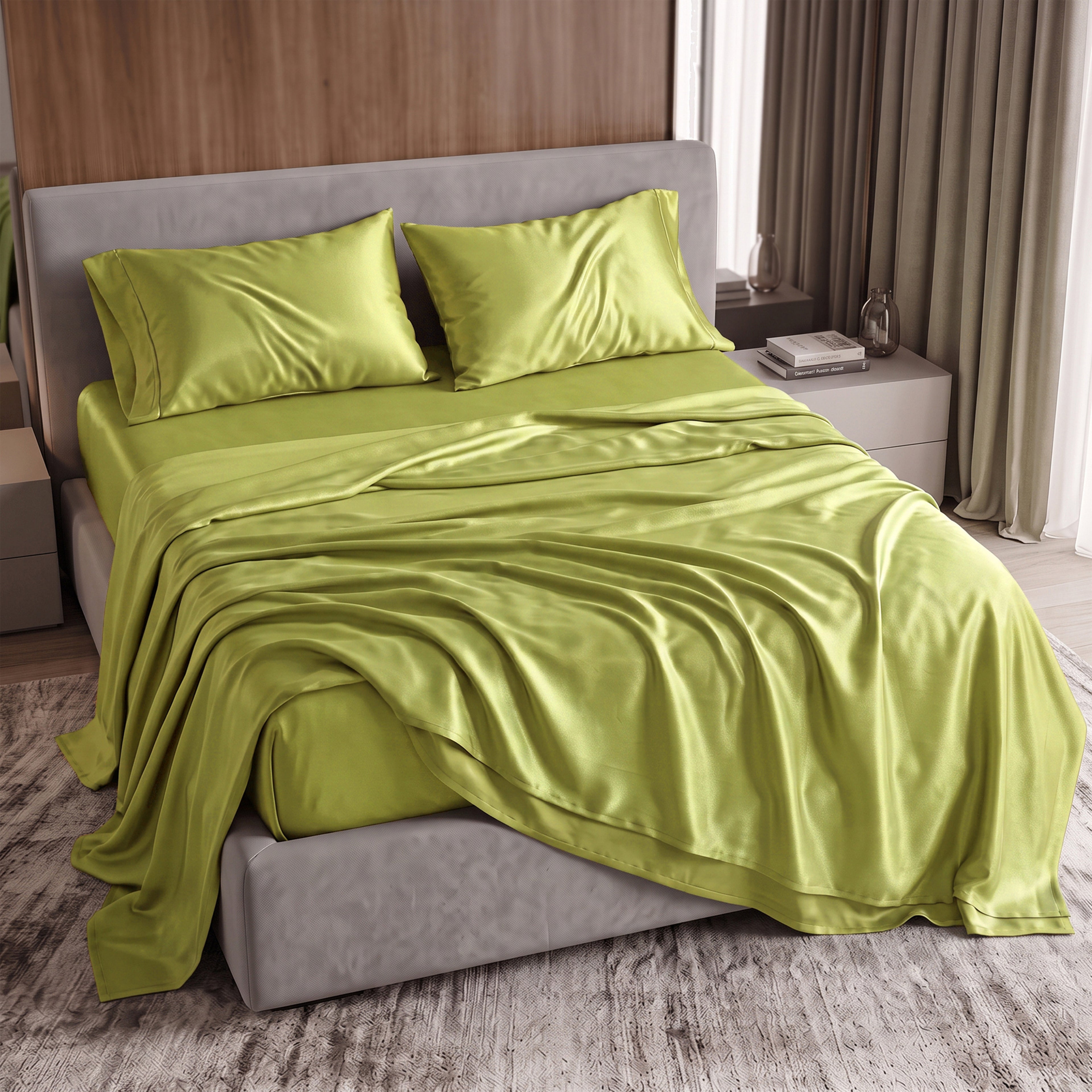 Fine 4-Piece Silky Satin Sheet Set, Bright Shades
