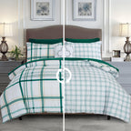 8-Piece Lodge Plaid and Patch Reversible Comforter Set - Includes 4-Piece Sheet Set with Double Sided Storage Pockets