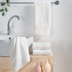 4-Pack Turkish Cotton Three Line Popcorn Hand Towel Set, 16 x 28 inch