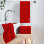 4-Pack Turkish Cotton Three Line Popcorn Hand Towel Set, 16 x 28 inch