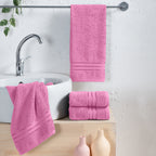 4-Pack Turkish Cotton Three Line Popcorn Hand Towel Set, 16 x 28 inch