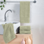 4-Pack Turkish Cotton Three Line Popcorn Hand Towel Set, 16 x 28 inch