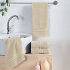 4-Pack Turkish Cotton Three Line Popcorn Hand Towel Set, 16 x 28 inch