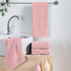 4-Pack Turkish Cotton Three Line Popcorn Hand Towel Set, 16 x 28 inch