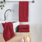 4-Pack Turkish Cotton Three Line Popcorn Hand Towel Set, 16 x 28 inch