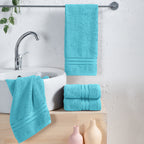 4-Pack Turkish Cotton Three Line Popcorn Hand Towel Set, 16 x 28 inch