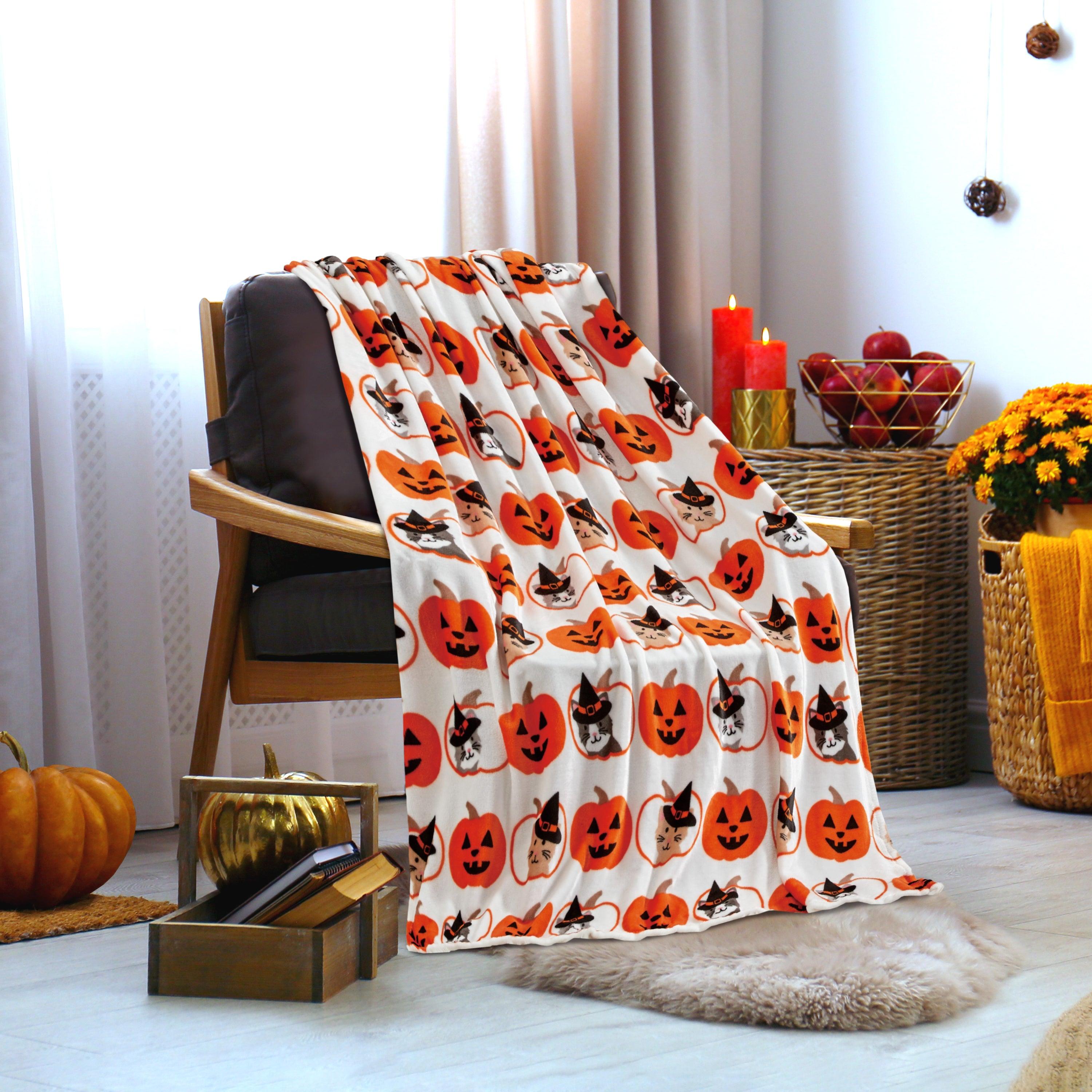 Halloween Theme Fleece Throw Blankets  - Velvety Feel, 50 x 60 inches