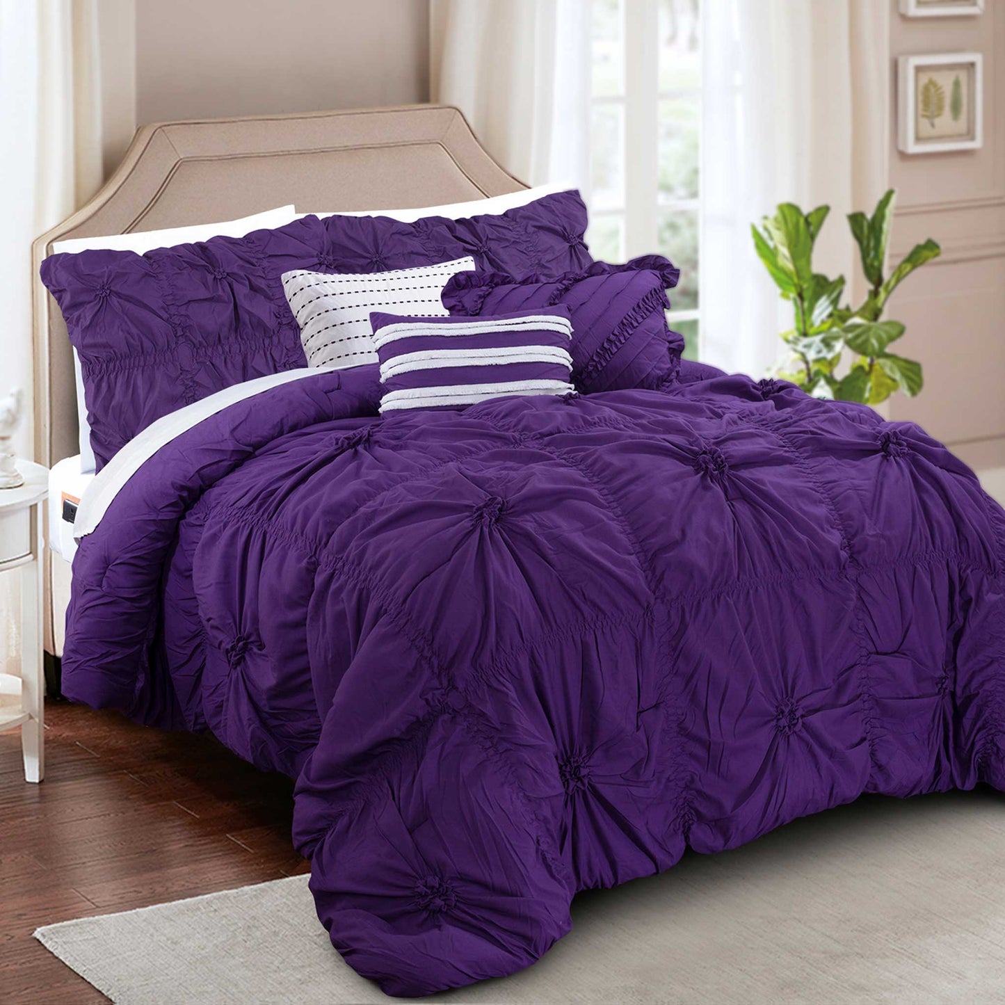 Elegant Comfort 12-Piece Amy Oversized Comforter Set - Includes 6-Piece Sheet Set with Double Sided Storage Pockets