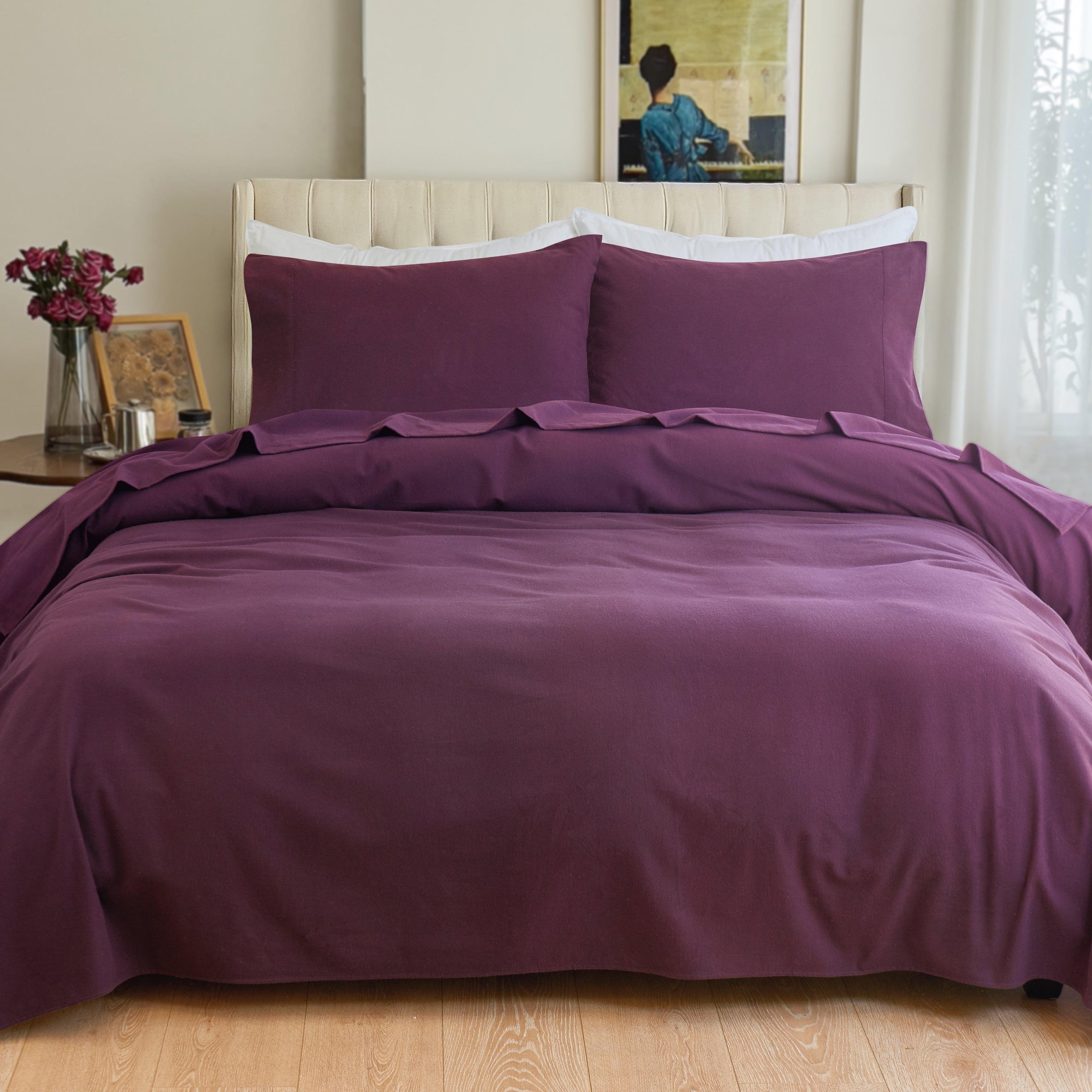 4-Piece Cotton Flannel Sheet Set - 100% Turkish Cotton