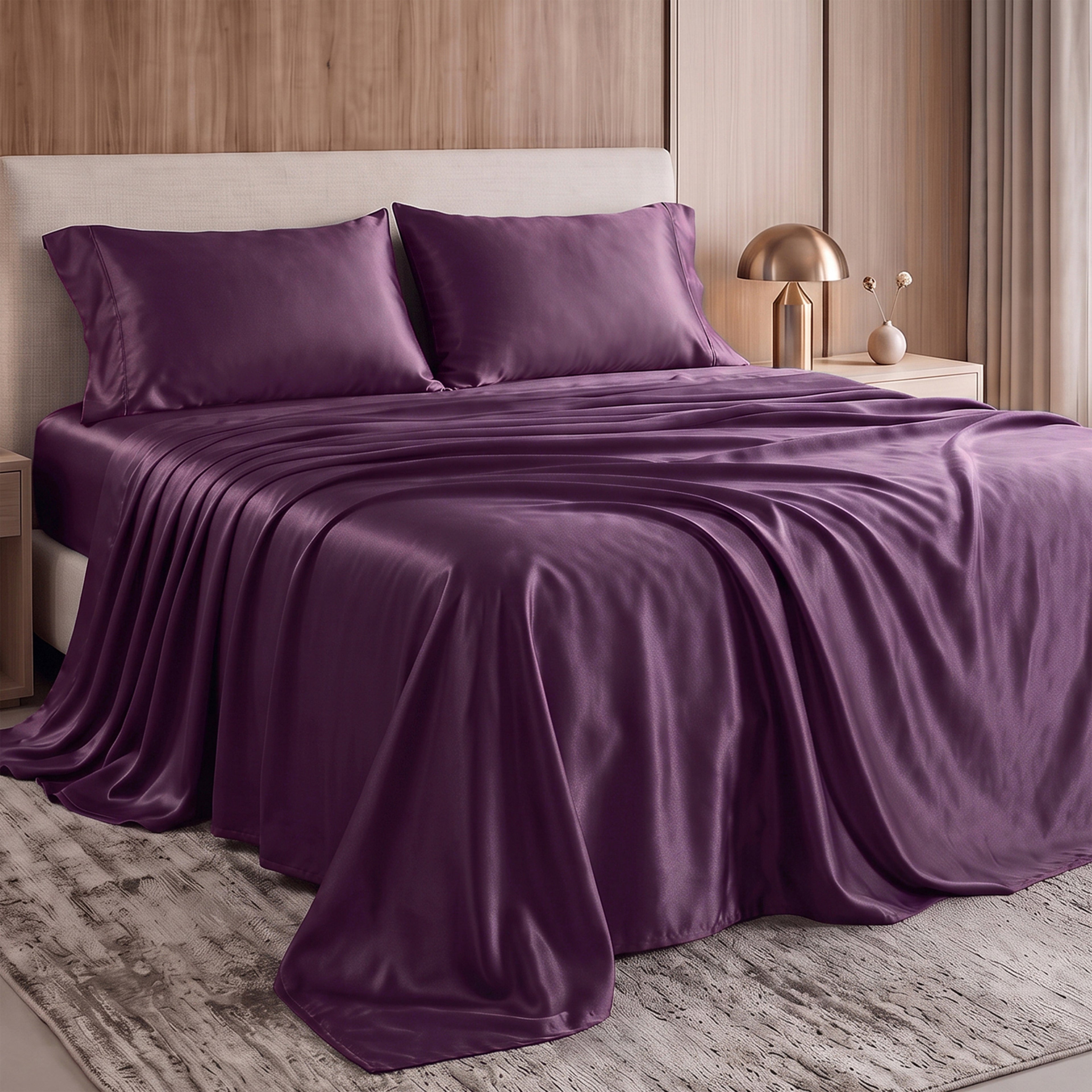 Fine 4-Piece Silky Satin Sheet Set, Moody Shades