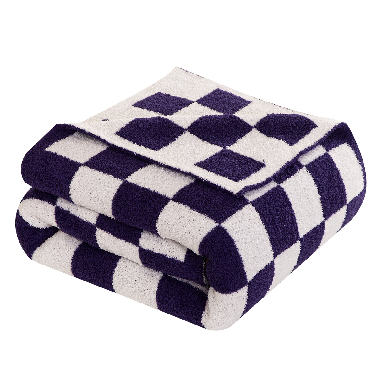 50" x 70"  Ultra Soft Checkered Knitted Throw Blanket