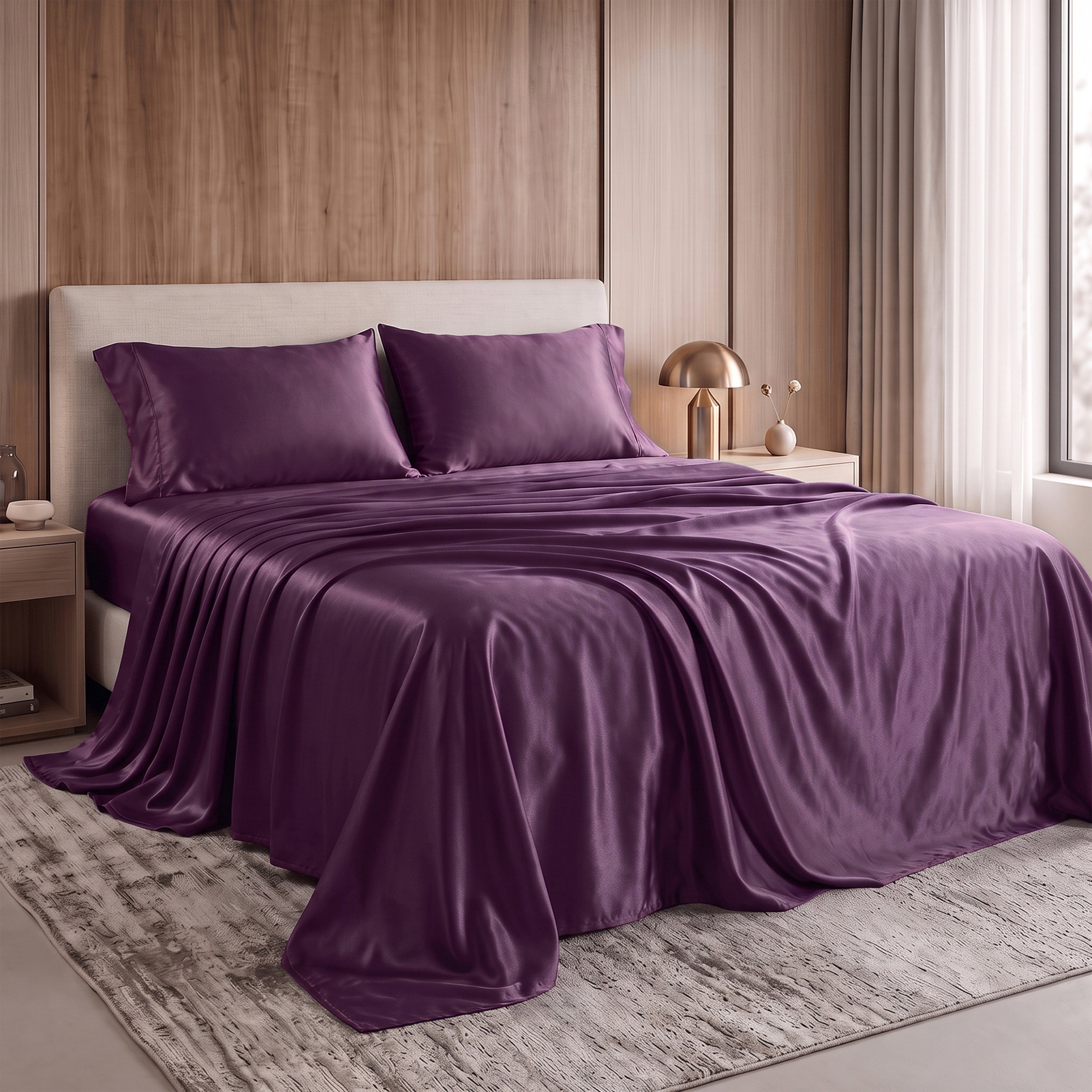 Fine 4-Piece Silky Satin Sheet Set, Moody Shades