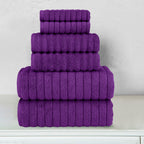 6-Piece Turkish Cotton Corduroy Towel Set, 2 Washcloths, 2 Hand Towels and 2 Bath Towels