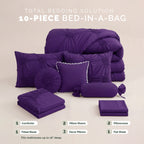 10-Piece Sunflower Comforter Set - Includes 4-Piece Sheet Set with Double Sided Storage Pockets