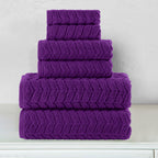 6-Piece Turkish Cotton Braided Towel Set, 2 Washcloths, 2 Hand Towels and 2 Bath Towels
