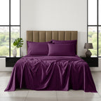 6-Piece Dobby Stripe Printed Bed Sheet Set- Soft as a Hotel Premium Quality