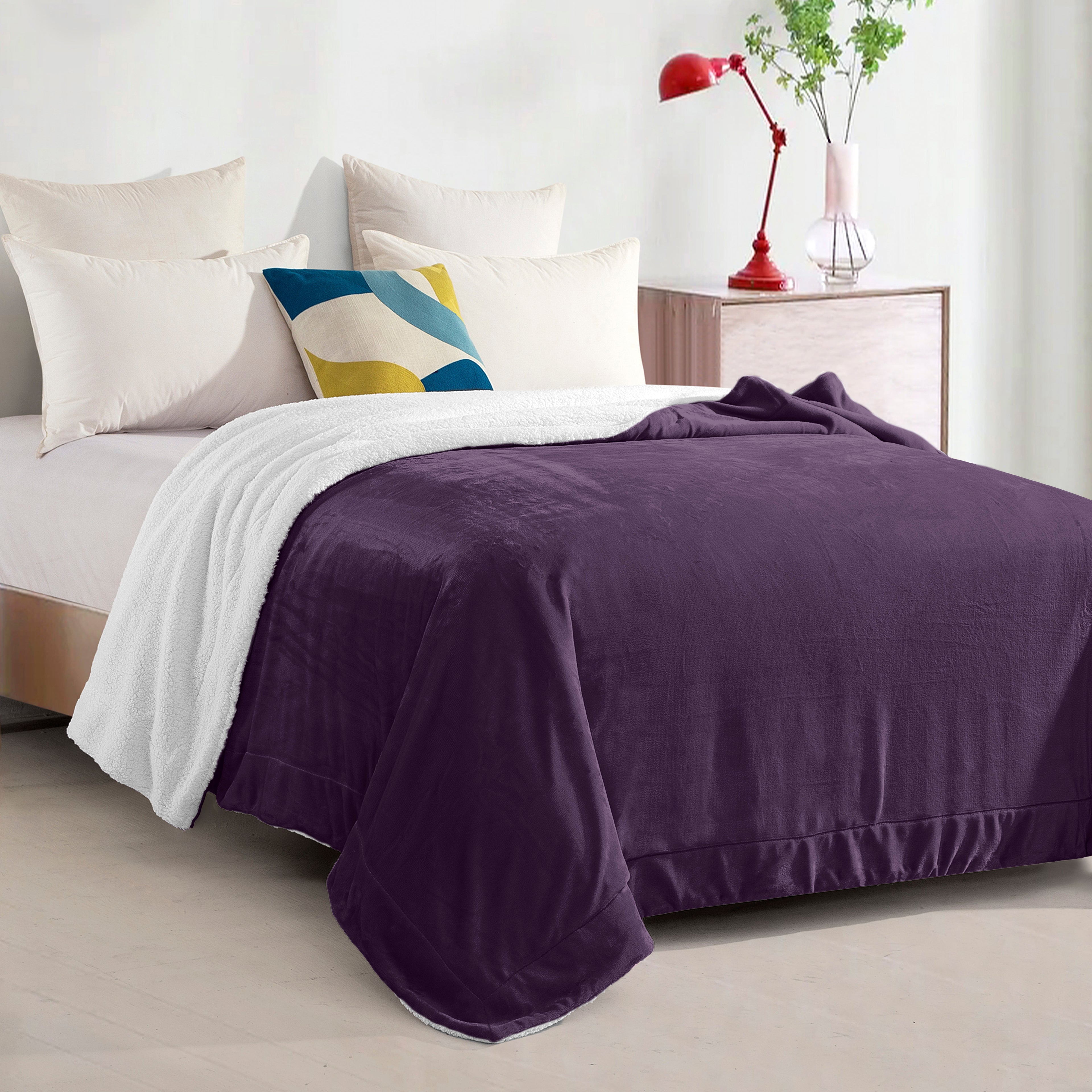 Reversible Sherpa Throw Blanket - Sherpa Back Throw Blanket
