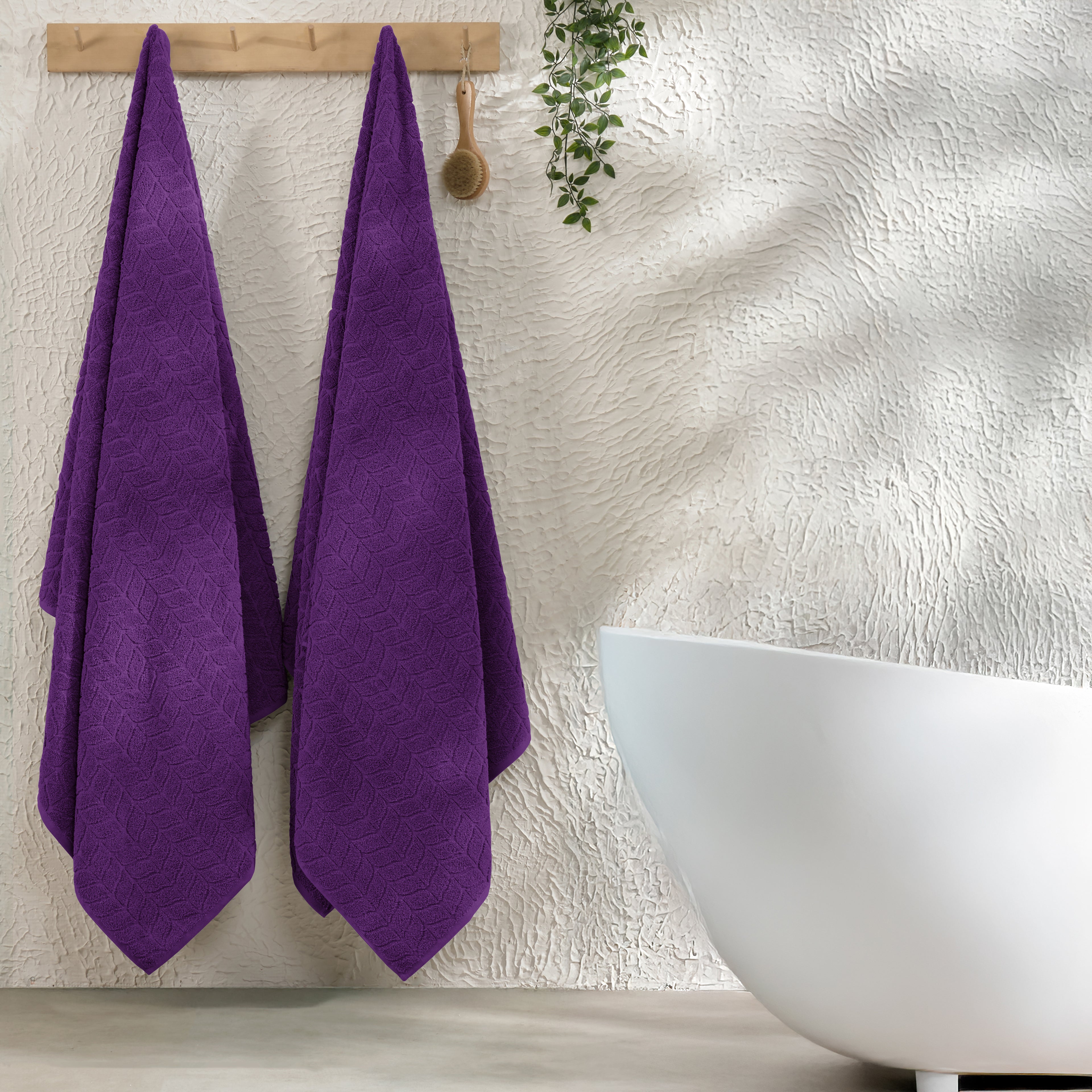 2-Pack Premium Turkish Cotton Braided Bath Towel Set, 27 x 54 inch