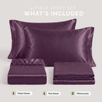 Fine 4-Piece Silky Satin Sheet Set, Moody Shades