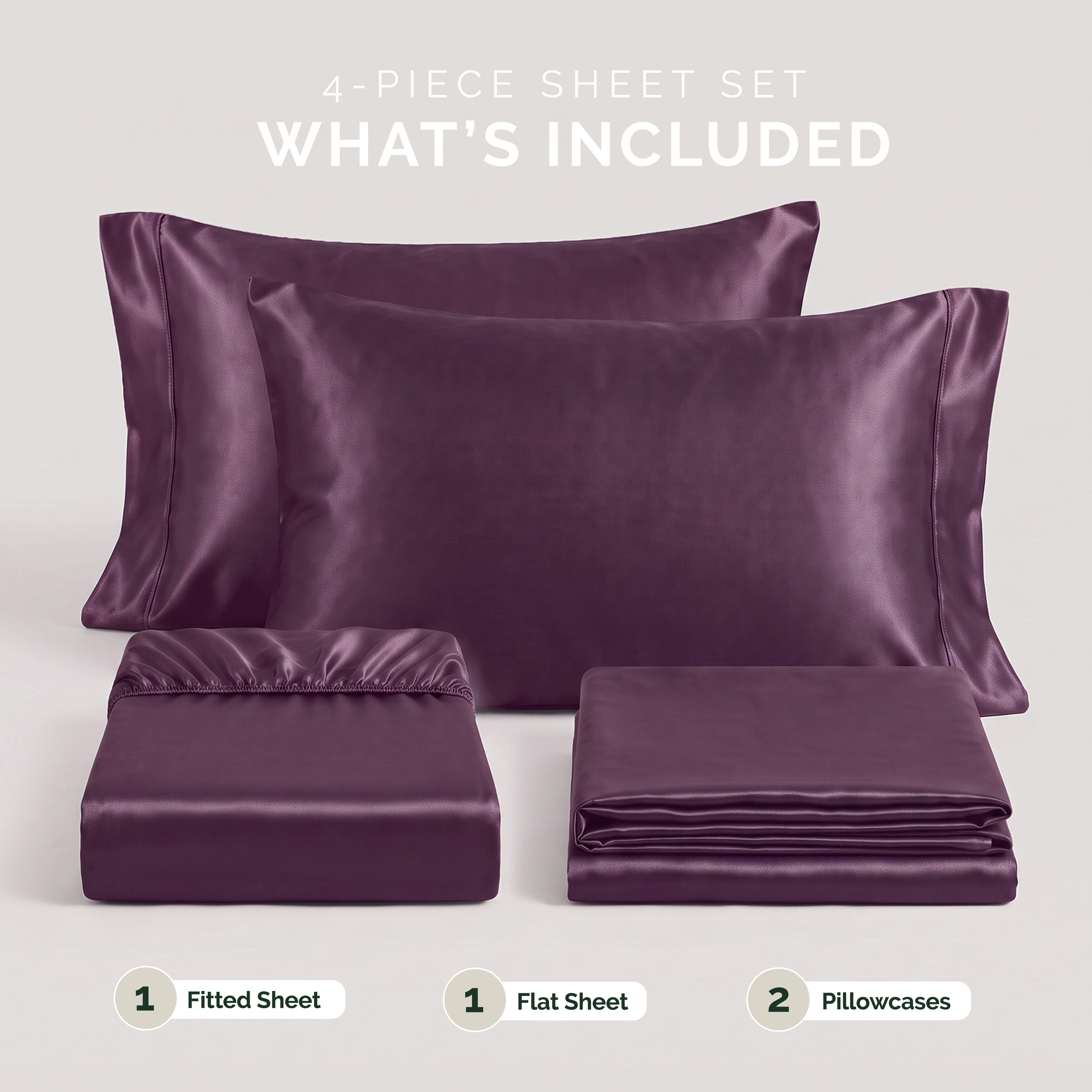 Fine 4-Piece Silky Satin Sheet Set, Moody Shades