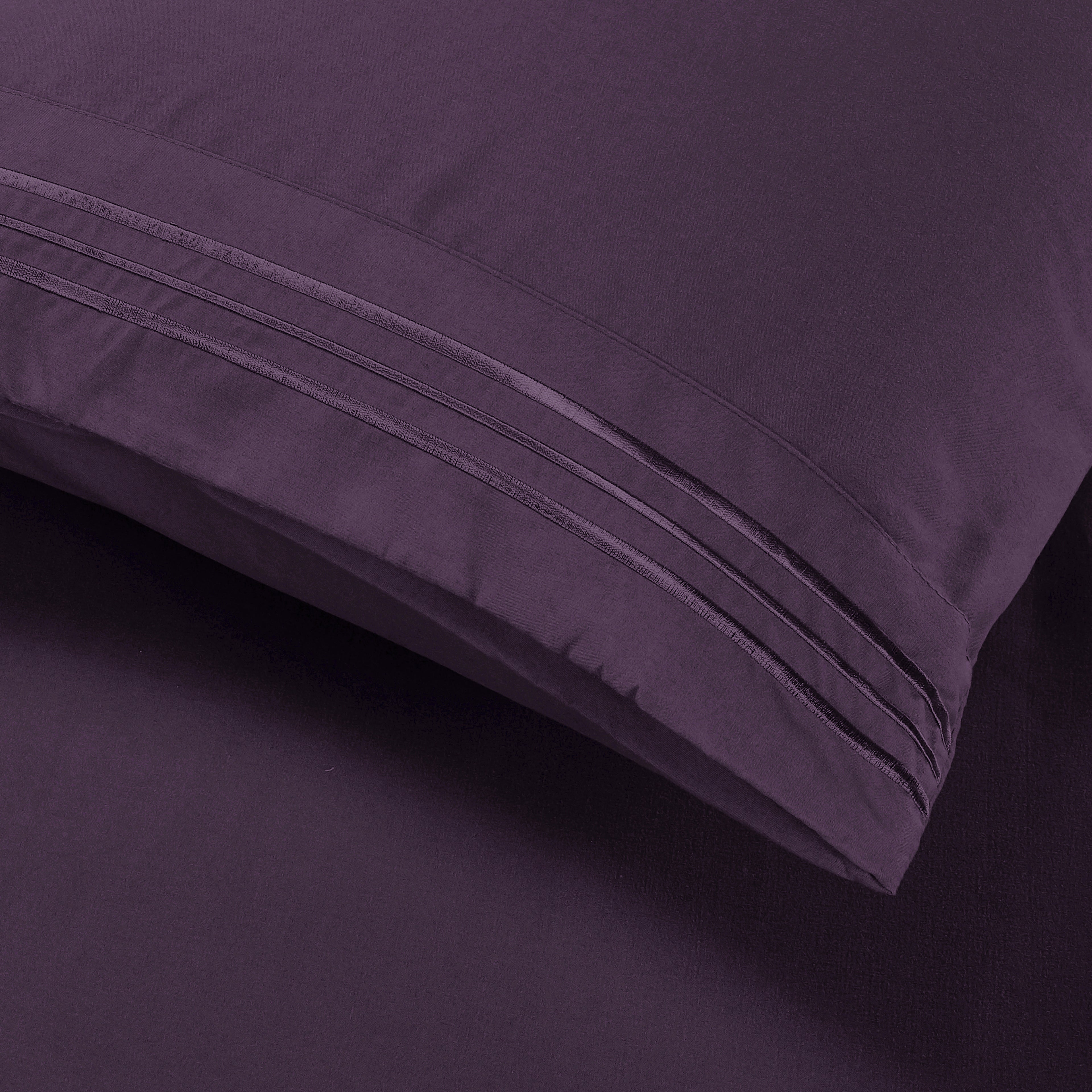 Essential 4-Piece 3-Line Embroidery Sheet Set, Soft as a Hotel Premium Quality,  Moody Shades