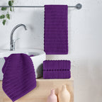 4-Pack Premium Turkish Cotton Corduroy Stripe Hand Towel Set, 16 x 28 inch
