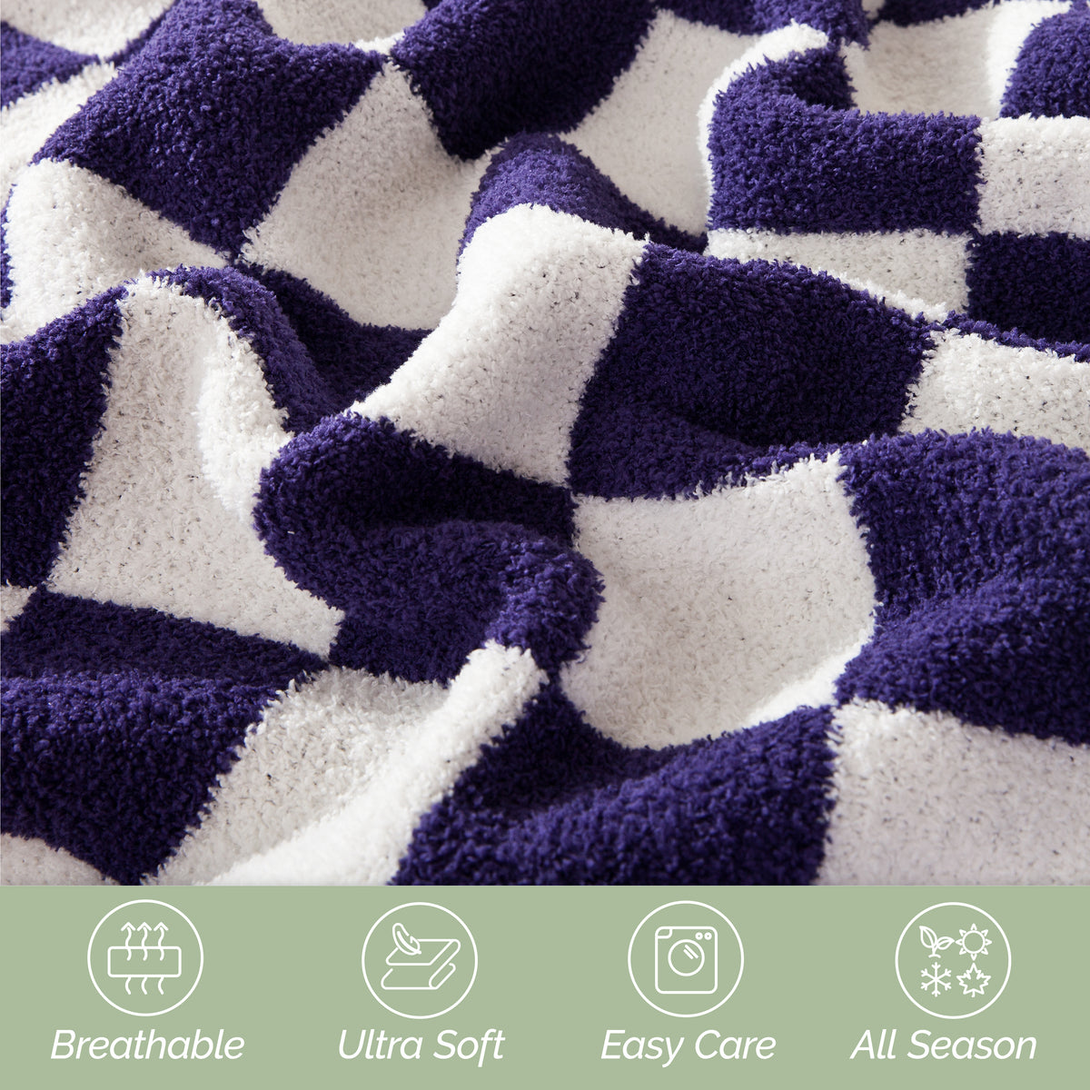 50" x 70"  Ultra Soft Checkered Knitted Throw Blanket