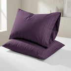 Set of 2 Pillowcases- 3 Line Embroidery