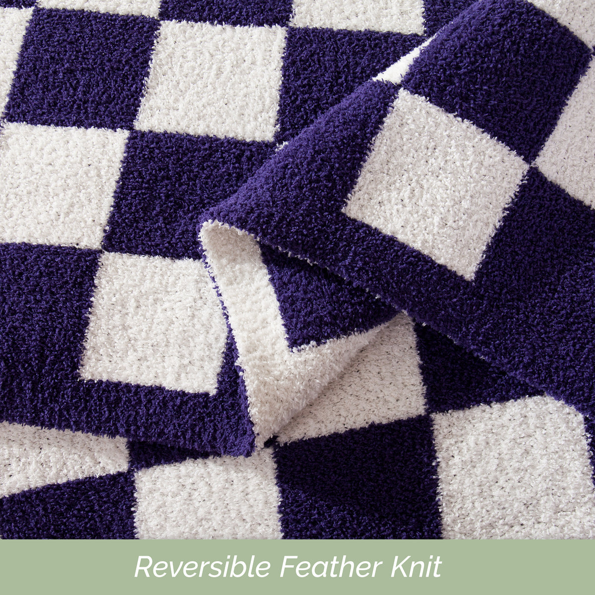 50" x 70"  Ultra Soft Checkered Knitted Throw Blanket