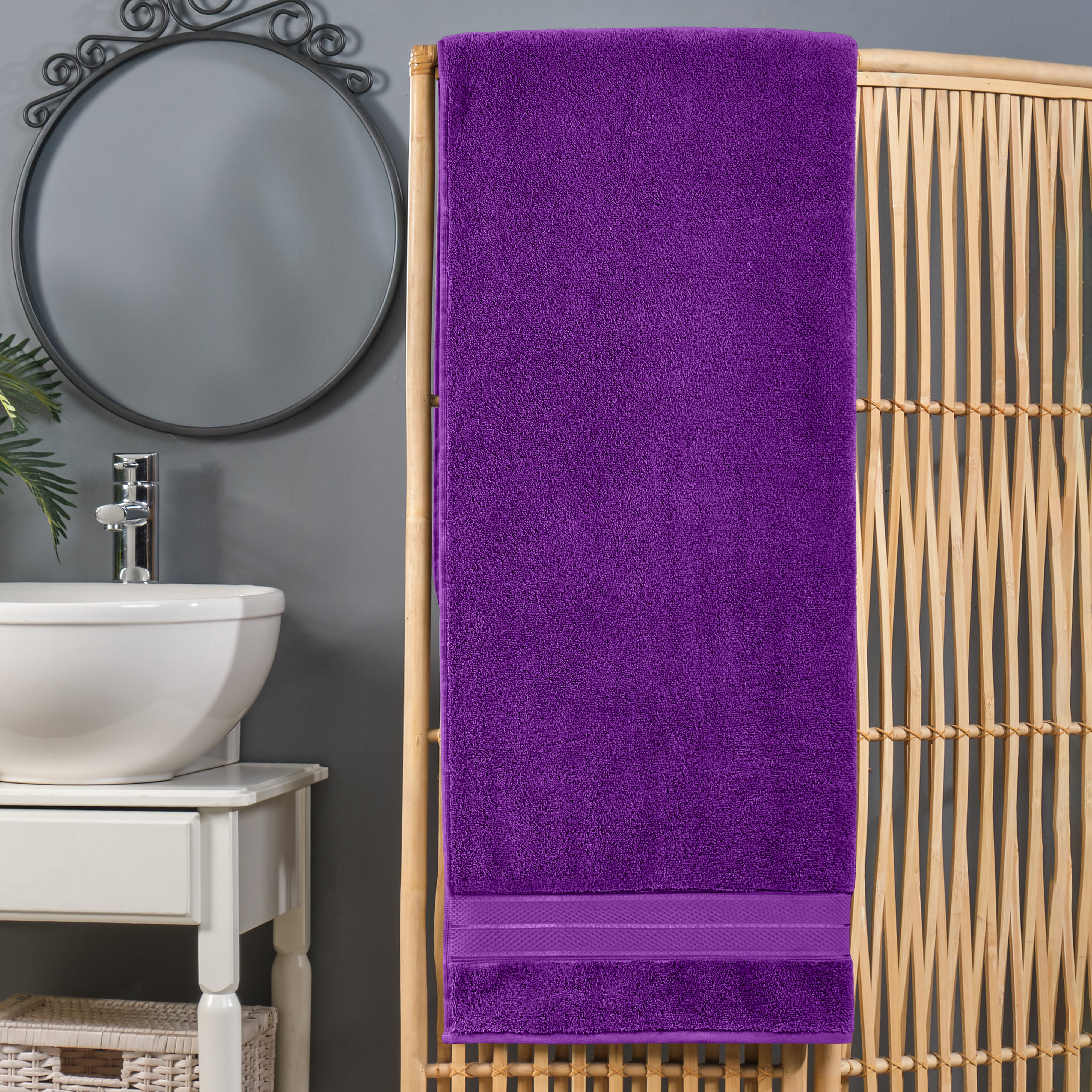 Elegant Comfort Three Line Popcorn Extra Large Luxury Bath Towel - 40" x 80" inch, Premium Hotel Spa Quality 1 Piece Oversized Bath Sheet 100% Turkish Cotton Super Soft Highly Absorbent, Purple - Thumbnail 4