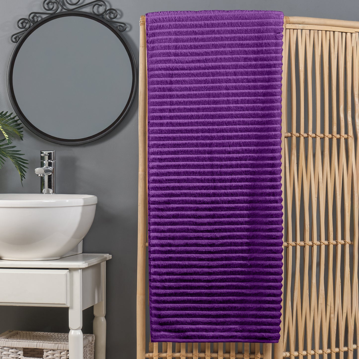 Elegant Comfort 1-Piece Premium Turkish Cotton Corduroy Stripe Oversized Bath Sheet Towel 40 x 80 Inch