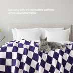50" x 70"  Ultra Soft Checkered Knitted Throw Blanket