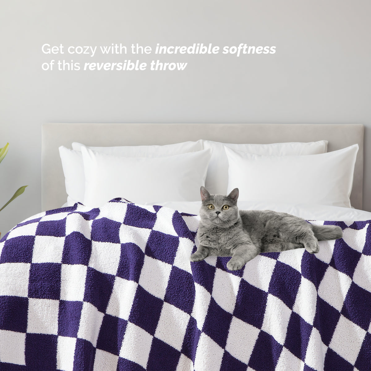 50" x 70"  Ultra Soft Checkered Knitted Throw Blanket