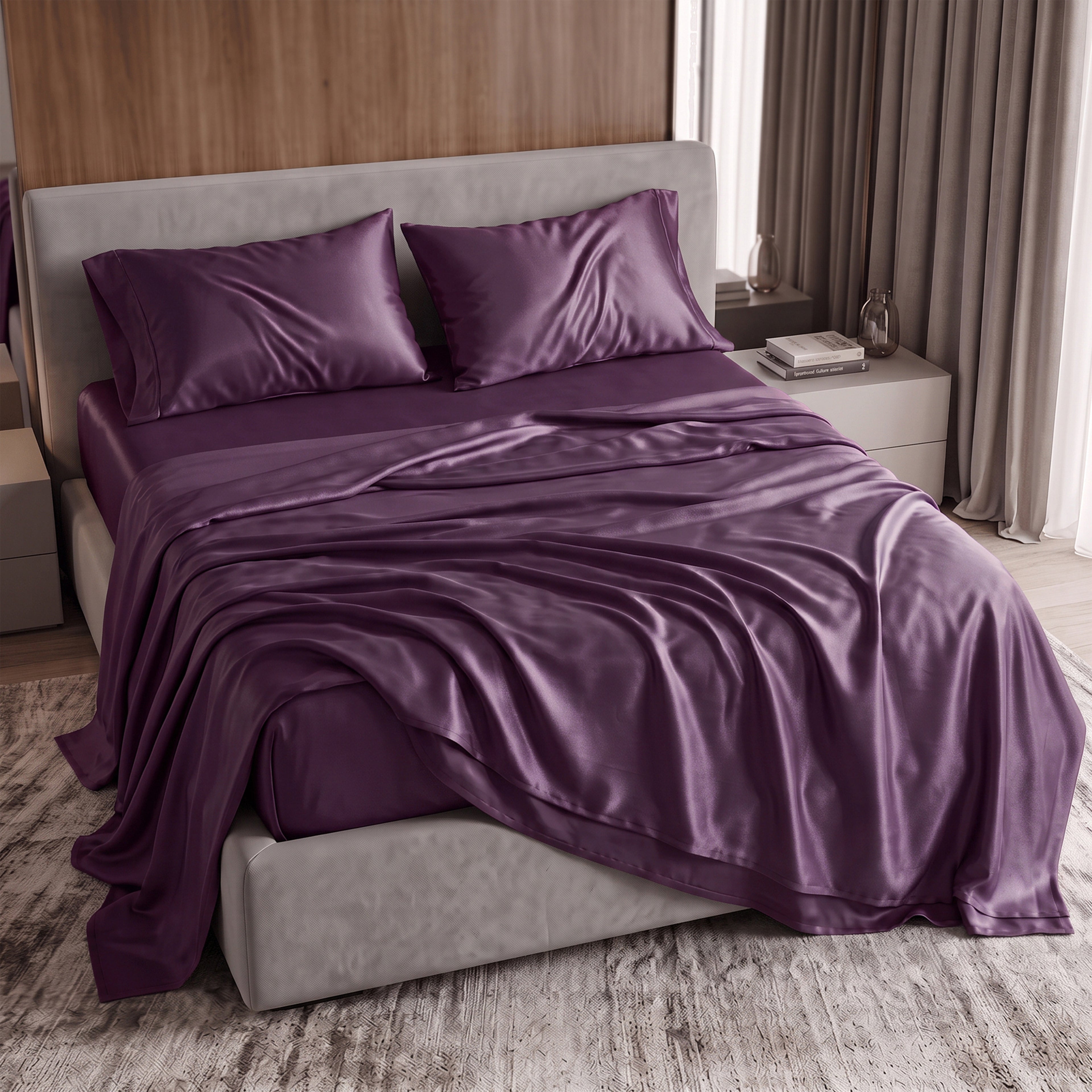 Fine 4-Piece Silky Satin Sheet Set, Moody Shades