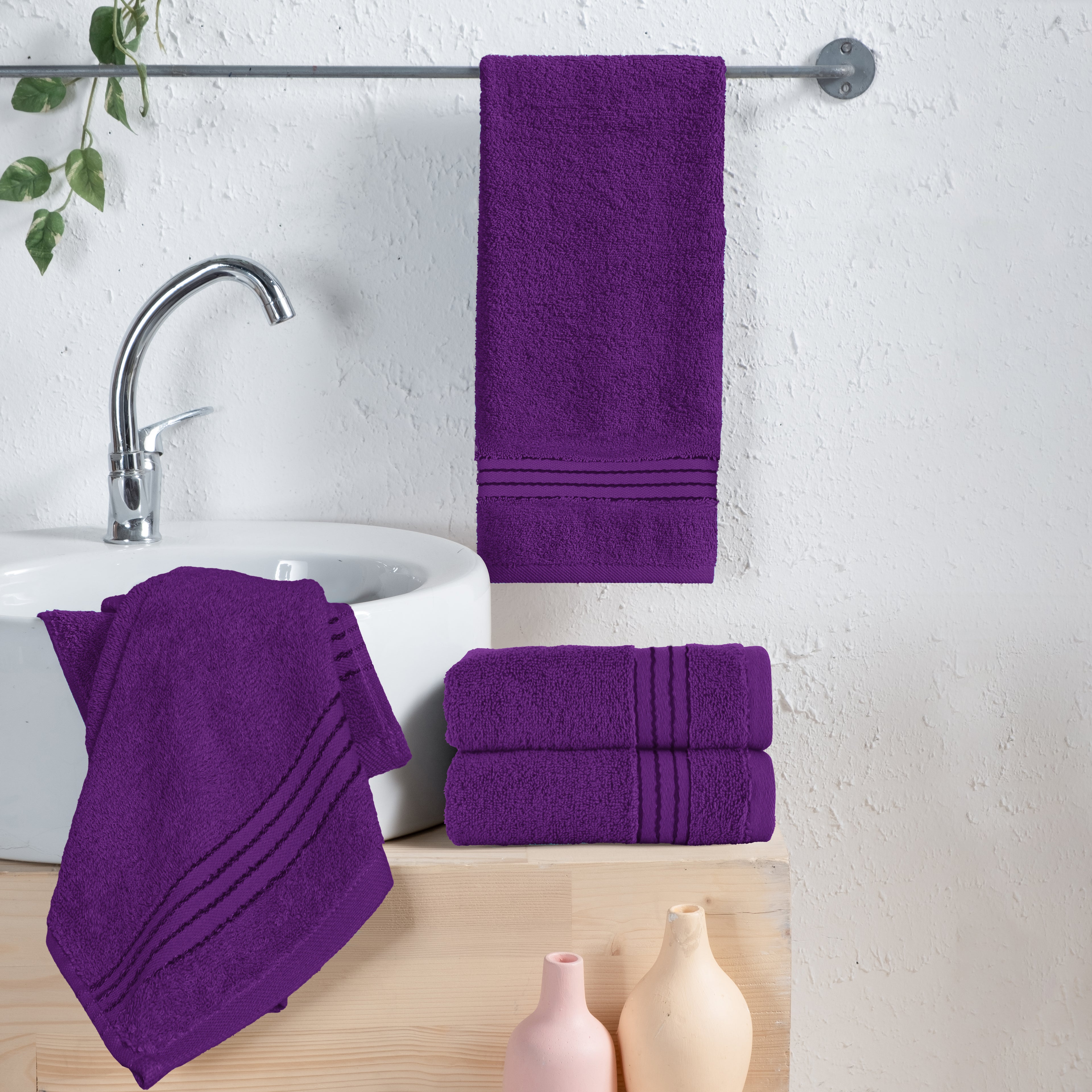 4-Pack Premium Turkish Cotton Hand Towel Set, 16 x 28 inch