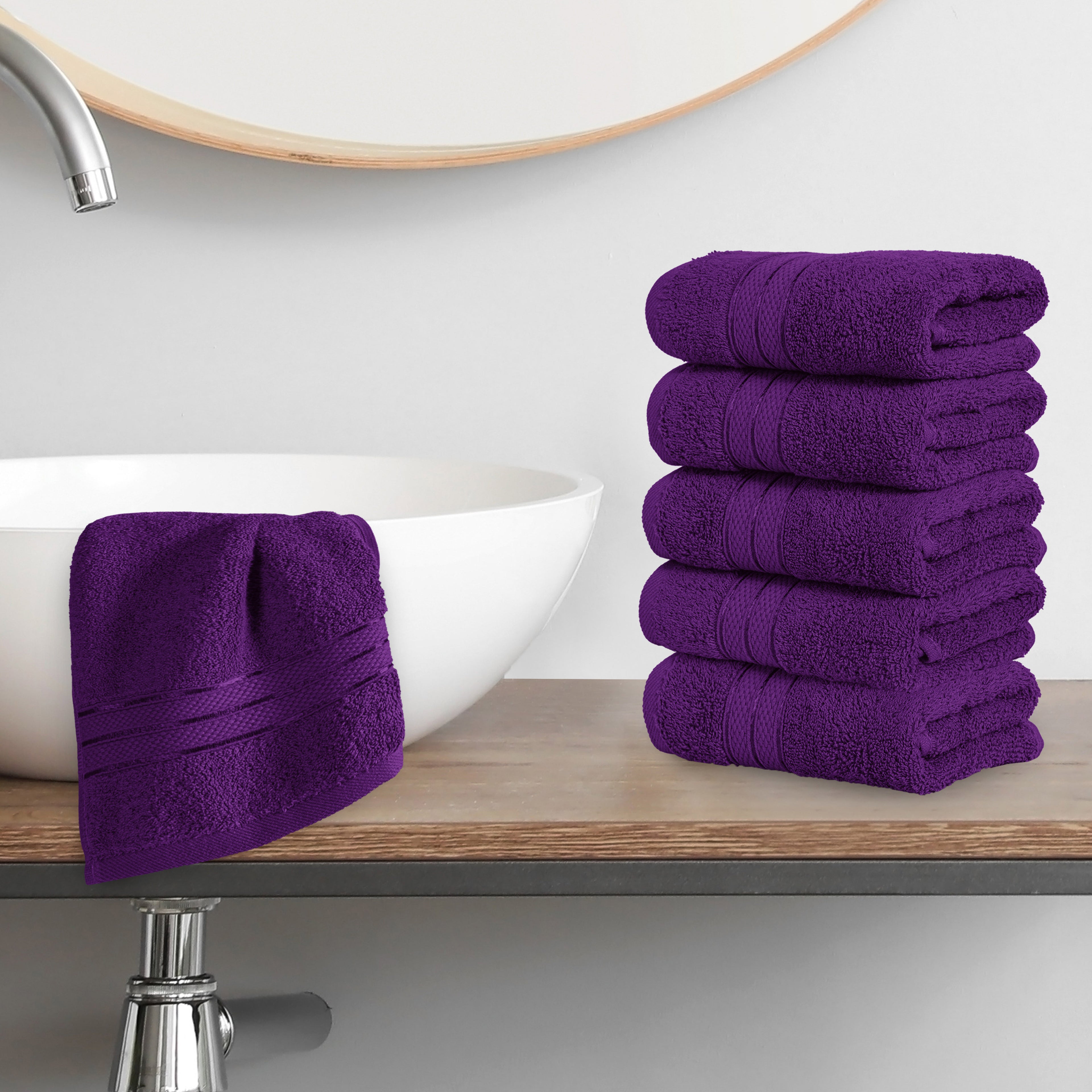 6-Pack Premium Turkish Cotton Three Line Popcorn Washcloths Set ( 13" x 13")