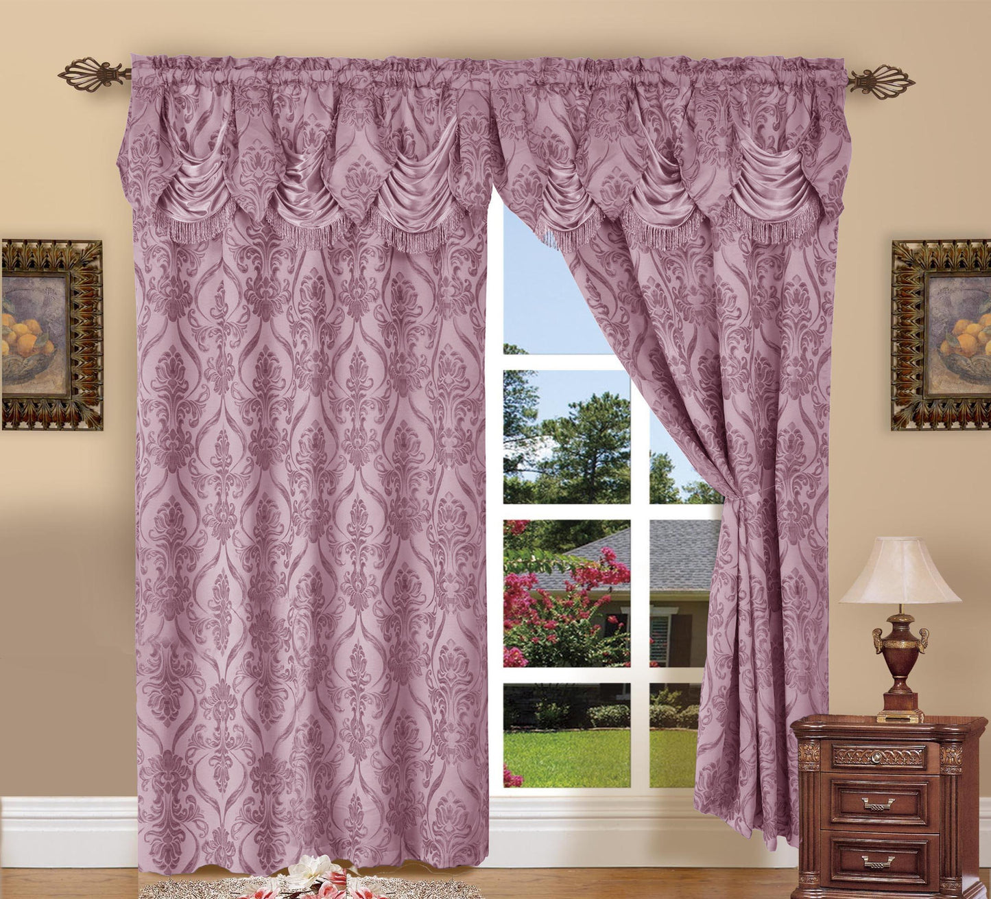 Elegant Comfort Set of 2 Penelope Jacquard Look Curtain Panels - 54" W x 84" L