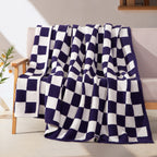 50" x 70"  Ultra Soft Checkered Knitted Throw Blanket