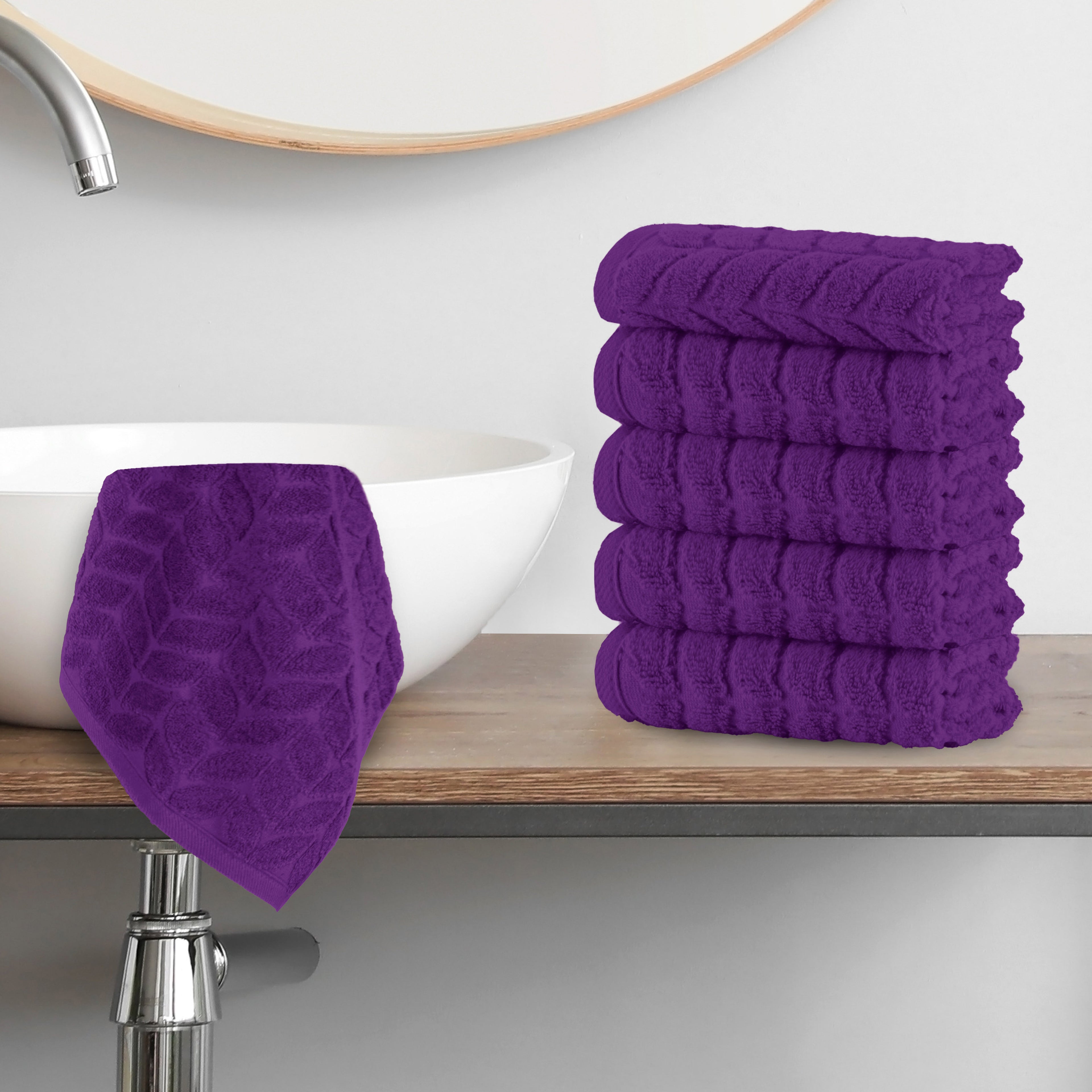 6-Pack Premium Turkish Cotton Braided Washcloths Set, 13 x 13 inch